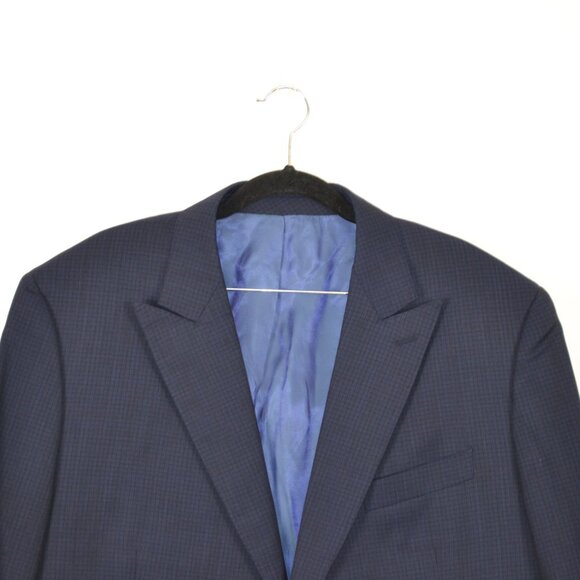 Avanti Mens 46R Wool Sport Blazer Jacket 1 Button 3 Pocket Blue Career Coat - Picture 3 of 8